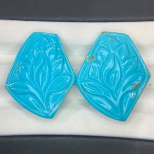 Hecho a mano Mughal Art Carving ZAHARA GEMS Brand Beautiful Arizona Turquoise Gemstone Natural Fancy Color Change Optical Effects - Product Image 1