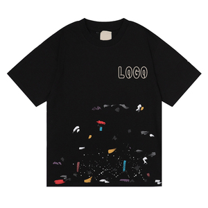 Cao đường phố Boxy phù hợp với áo phông lỏng lẻo Heavyweight cotton graffiti giật gân mực TEE tùy chỉnh phun sơn phong cách giản dị T-Shirts - Product Image 2