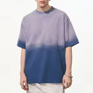 T-shirts pour hommes Épaules tombantes Épaules tombantes Surdimensionnées Streetwear Logo personnalisé Col côtelé Acide Lavé à l'eau T-shirts pour hommes - Product Image 2