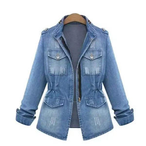 Chaquetas vaqueras OEM para mujer, prendas de vestir vaqueras informales, abrigo abotonado de otoño, algodón grueso de gran tamaño, transpirable y ecológico para mujer - Product Image 1