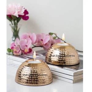 <b>Star</b> Shape Iron Tealight Candle Holder for Home & <b>Christmas</b> Tabletop Decoration Copper Hammered Tealight Holder - Product Image 5