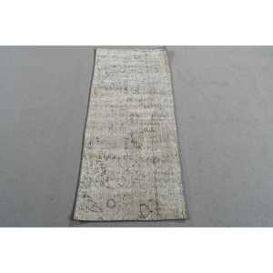 Tapis turc 1,8x4,3 pieds, tapis persan vintage gris en laine - Product Image 1