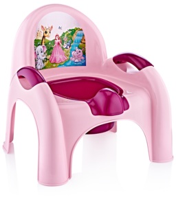 Silla de Entrenamiento para Ir al Baño para Niños Pequeños, Fácil y Cómoda, de Silicona y Plástico Duradero, con Taza Extraíble, Respaldo con Dibujos Animados, Todos los Colores - Product Image 1