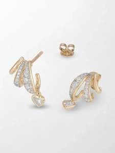 Sweetheart Bezel Drop Lab Grown Diamond <b>Earrings</b> 1.68 Ct GH Color VS Clarity 40 Stones 14K Yellow <b>Gold</b> Romantic <b>Dangle</b> Shine - Product Image 2