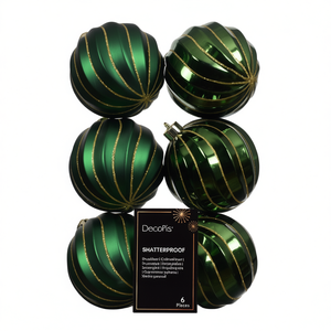 Ensemble de boules de Noël Kaemingk 26080 (6 pièces) Boules d'ornement en plastique vert pin - Product Image 2