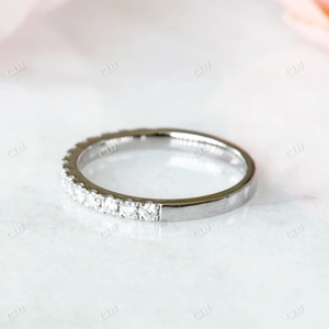 แหวนเพชรแล็บโกรนทรงวินเทจแบบครึ่งวง 14K ทองคำขาว ดีไซน์คลาสสิก งานแฮนด์เมด สไตล์มินิมอล เหมาะสำหรับงานปาร์ตี้ งานแต่งงาน แหวนผู้หญิงแบบซ้อนได้ - Product Image 6