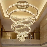 Petit lustre LED moderne de luxe grand anneau cercle suspension pour salon avec base E26 pour décoration d'escalier long