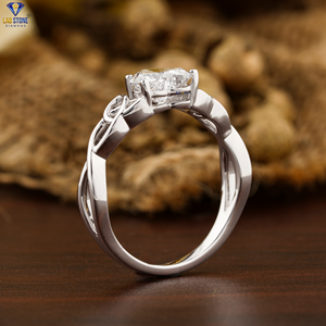 แหวนเพชร1.20 TDW หัวใจสีทองขาว18K แหวนหมั้นเพชร cvd/hpht หินห้องปฏิบัติการ - Product Image 5