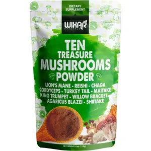 OEM Wixar Mushroom Powder Treasure Mushrooms Extract Supplement Blend for Coffee Smoothies Lions Mane Reishi Chaga Cordyceps