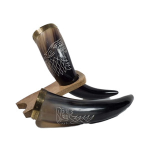 Corne à boire en métal sculptée de style bateau viking, avec support en fer et corne à bière personnalisée, avec des caractéristiques durables - Product Image 6