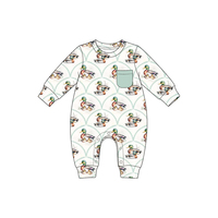 Précommande Yawoo Combinaison unisexe à manches longues, imprimé patchwork cerf et canard, respirante, douce, avec fermeture à boutons-pression à l'entrejambe