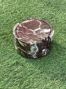 Juego de 6 Posavasos de Mármol Rojo Rosso Levanto con Soporte, Posavasos de Piedra Hechos a Mano - Product Image 5