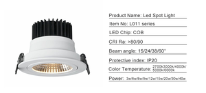 AC220v Spots <span class=keywords><strong>sans</strong></span> <span class=keywords><strong>fil</strong></span> Dali Dimmable Couleur 40W Led Encastré 11W 12W Hôtel Anti-éblouissement Cob Downlight Led Worm Projecteur blanc - Product Image 2