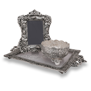 Bandeja de mango vintage de aluminio y metal hecha a mano con marco de fotos antiguo para decoración del hogar, bandeja y cuenco de metal - Product Image 5