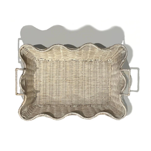 Popular Now Vintage Style Scalloped Edge Rattan Serving <b>Tray</b> Handicraft Rattan <b>Tray</b> for Party <b>Decor</b> Wholesale From Vietnam - Product Image 3
