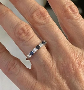 Hermoso conjunto de 7 puntas de piedra, zafiro azul y corte redondo, anillo de diamante cultivado en laboratorio, joyería personalizada, hermoso regalo para mujeres - Product Image 5