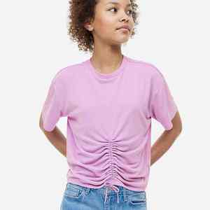 Camiseta Corta Informal de Manga Corta para Niñas, Cuello Redondo, Camiseta de Algodón Moderna para Verano, Ropa Deportiva para Niños, Tops Básicos Lisos de Moda - Product Image 5