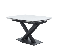 Table à manger rectangulaire moderne en céramique extensible pivotante à 360 degrés avec pieds en métal, garantie 5 ans