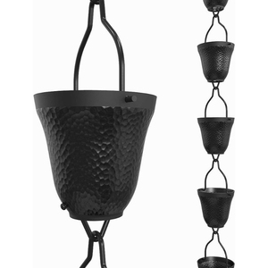 Chaîne de pluie en métal martelé avec finition dorée pour la décoration de la maison et du jardin, remplacement de la gouttière - Product Image 5