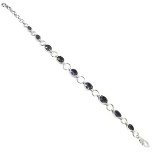 Bracelet ovale en iolite et topaze plaqué rhodium pour femme - Bijoux en or rose - Product Image 3
