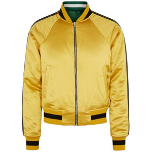 Baseball Collage Satin Varsity Veste Sérigraphie Surdimensionné Satin Polyester Fermeture à Glissière Veste d'Hiver pour Hommes - Product Image 5