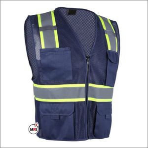 Chaleco DE SEGURIDAD reflectante negro personalizado Logotipo de la empresa con bolsillos Color personalizado Fluorescente 100% poliéster, chaquetas, ropa de trabajo - Product Image 5