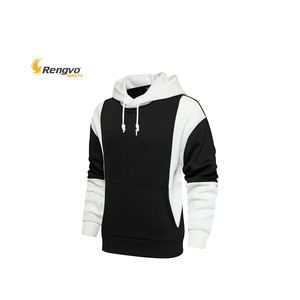 Automne hiver hommes mode vêtements d'extérieur à capuche chaud Streetwear sweat avec motif solide imprimé Patchwork et polaire ample - Product Image 4