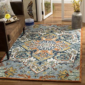 Luxurious Hand-<b>Tufted</b> Wool Blend Area Rug Modern Persian Medallion Design Soft Loop Pile Customizable Sizes for Living Room - Product Image 1
