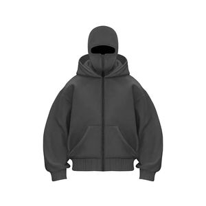 Sweat-shirt à capuche surdimensionné pour homme en coton 100% lourd personnalisé, double capuche avec fermeture éclair, épaules tombantes - Product Image 4