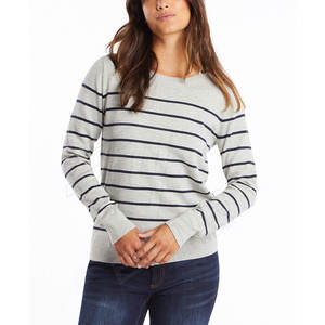 O-cuello de gran tamaño de la sudadera de las mujeres de manga larga de algodón Terry lavado ácido y impreso ropa de invierno con el logotipo frontal - Product Image 1