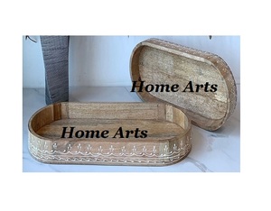 Ensemble de 2 plateaux à thé et à café de tailles différentes, design classique, en bois, pour servir des chocolats, des dattes, best-seller - Product Image 5