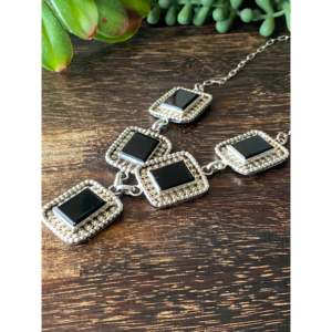 Navajo Handcrafted Onyx and Sterling <b>Silver</b> <b>Necklace</b> <b>Set</b> - Product Image 5