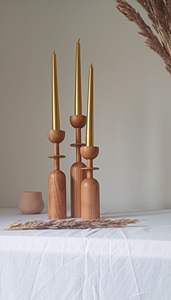 Support à bougies en bois pur, fait main, hexagonal, pour bougies pilier, paire uniquement, produit en bois luxueux - Product Image 5