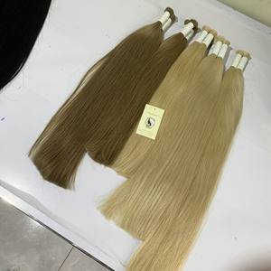 Pelo lacio sedoso de Color negro y marrón, Combo de moda, cabello virgen peruano sin procesar, a granel vietnamita, venta al por mayor - Product Image 4