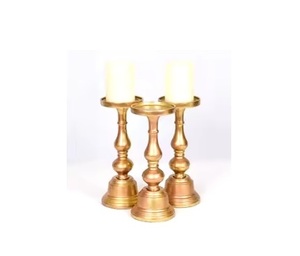 Candelabros DE BODA dorados Candelabros de vidrio Portavelas de metal de latón Portavelas de metal Pieza central de boda - Product Image 1