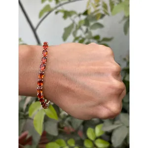 สร้อยข้อมือเทนนิสทรงวงรีประดับซิทรินเงินแท้ 925 เครื่องประดับทันสมัยและสง่างาม - Product Image 1