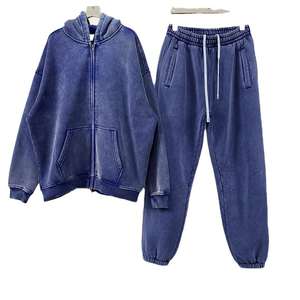 ชุดวิ่งจ๊อกกิ้งแนววินเทจแบบกำหนดเองชุดวอร์มกรดซักเหงื่อมีฮู้ดและขาตรงกางเกงวอร์มขาบานชุดวอร์มสำหรับผู้ชาย - Product Image 4