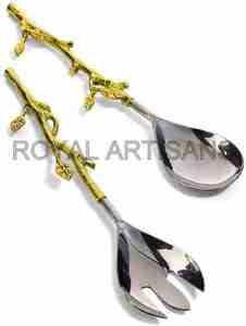 Vente chaude Meilleure Qualité Royal Artisans Moderne Jetable Serveur De Salade En Métal Argenté Poignée Décorative pour Les Fêtes En Gros - Product Image 2