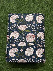 Artisan <b>Blue</b> & White Floral Hand Block Print Fabric 100% Cotton Fabric Boho <b>Curtain</b> Fabric Handmade Indian Textile Materials - Product Image 3