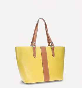 Sac fourre-tout vintage en cuir jaune pour femme, grand sac à bandoulière, motif bonbon, sac de travail, sac de voyage, sacoche en cuir véritable - Product Image 1