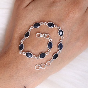 Saphir pierres précieuses bijoux pour femmes argent Boho Style Bracelet bijoux 925 argent Sterling tendance Bracelet fait main cadeau pour - Product Image 5