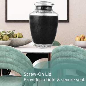 Urna de cremación de aluminio hecha a mano de plata de ónix para adultos seguro duradero funeral recuerdo de cenizas conmemorativas tamaño personalizado - Product Image 5