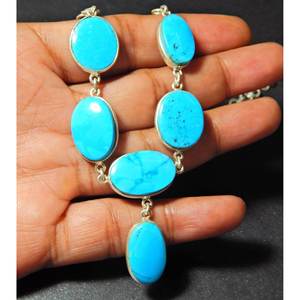 Collar hecho a mano de Plata de Ley 925 turquesa natural regalo de moda para niñas y mujeres - Product Image 5