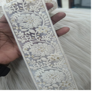 Cintas bordadas a máquina blancas hechas a medida, diseños florales, tela de Organza para prendas de mujer, vestidos de novia, fines de reventa - Product Image 5