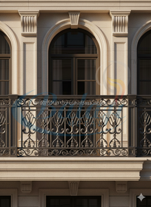 Rampe en fonte de fer moulée au sable, hautement polie, grise, robuste, design ornemental moderne, balcon, balustre, escalier, sans cadre - Product Image 4