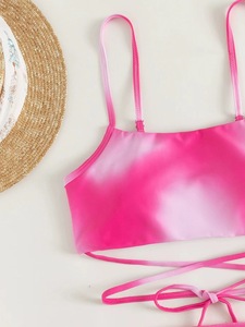 Traje de Baño Bikini de 2 Piezas para Mujer con Falda de Malla de Encaje con Borlas de Diamantes de Imitación y Diseño Dividido - Product Image 5