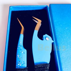 แหนบต่อขนตาปลอมทำจากเส้นใยใยรูปเสือสีฟ้าอุปกรณ์แต่งขนตาทำจากสเตนเลสพร้อมโลโก้ออกแบบได้ตามต้องการ - Product Image 2