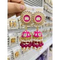 Pendientes de Joyería Fina Cristiana de la India, Pendientes Étnicos Egipcios para Mujer, Joyería India, Pendientes de Botón, Pendientes Jhumka Bohemios Clásicos