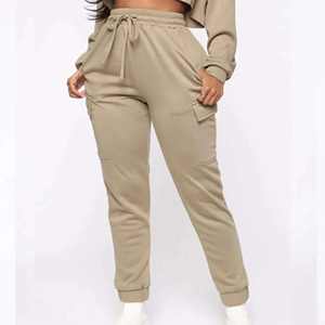 Conjunto de chándal de algodón de color liso para mujer, ropa ligera y cómoda para todas las estaciones - Product Image 3