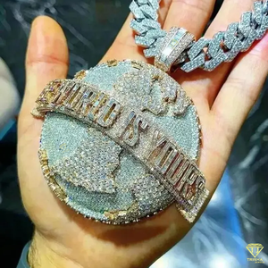 Bijoux Hip Hop en argent sterling 925 personnalisables avec pendentif dessin animé et style rappeur en or blanc cultivé en laboratoire VVS glacé - Product Image 2